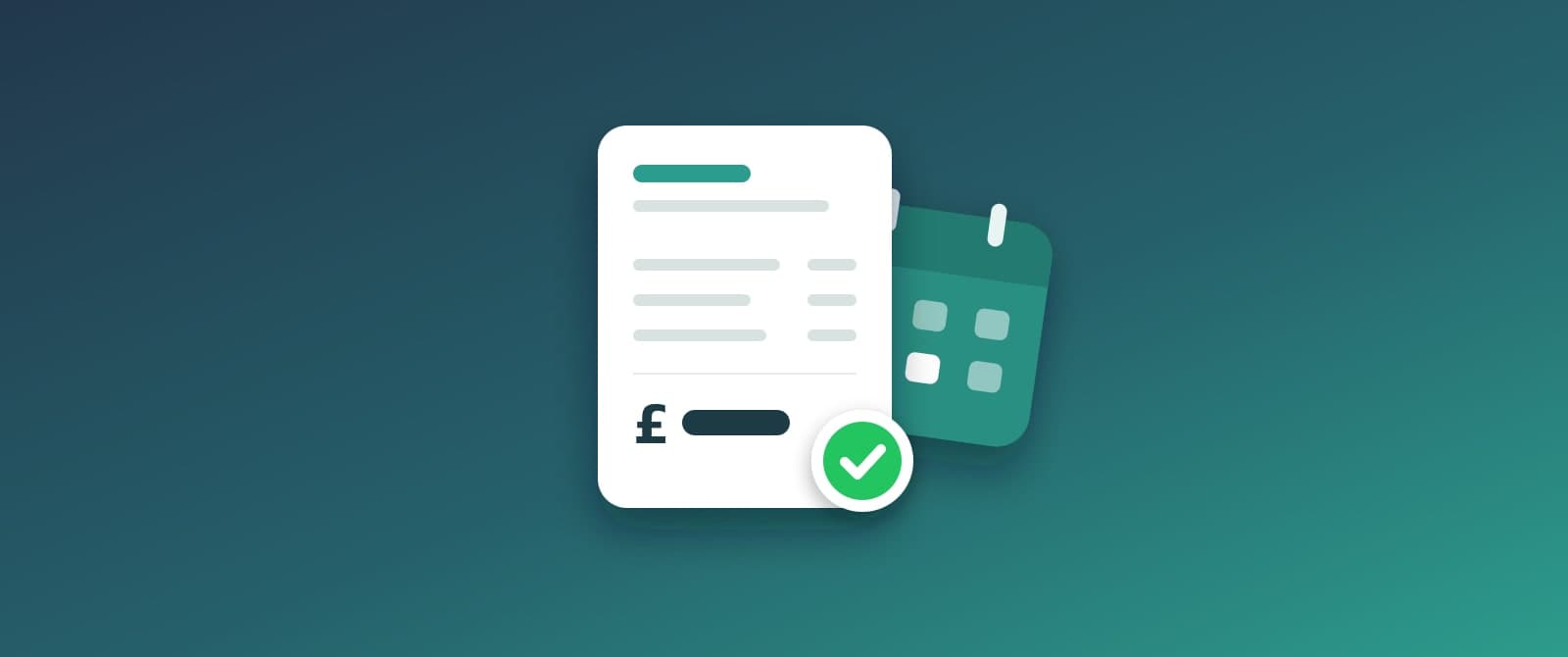 A priced quote with a green tick beside a calendar, showing a quote accepted and booked in