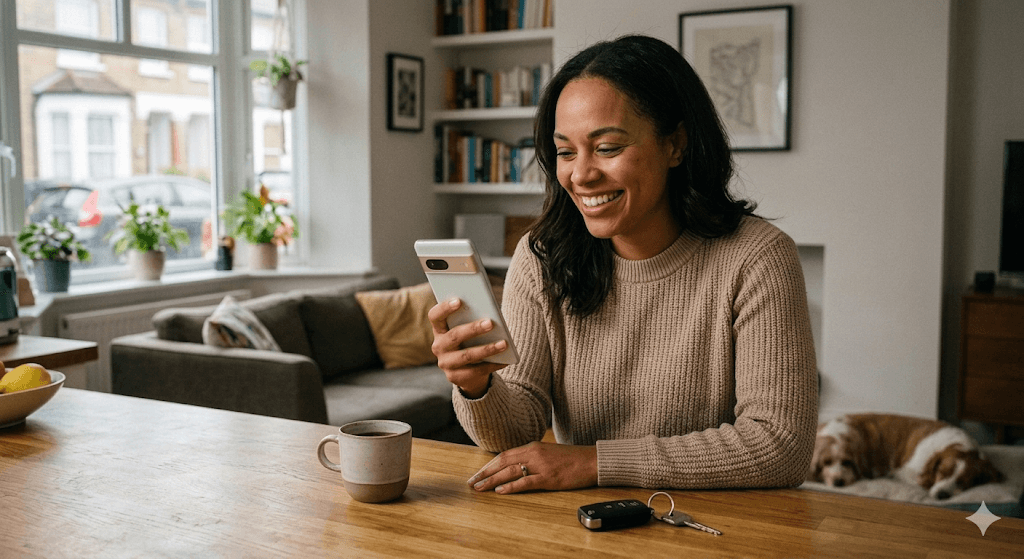 Customer booking a vehicle service from her phone