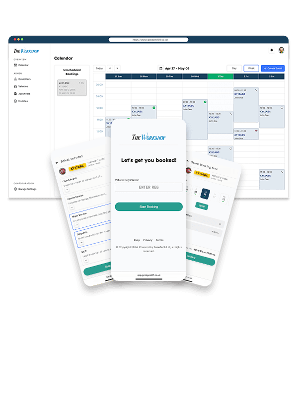 GarageShift garage management software dashboard